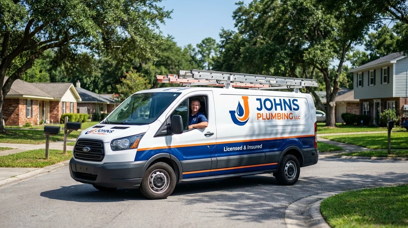 Johns Plumbing LLC service van in Red Bay, AL
