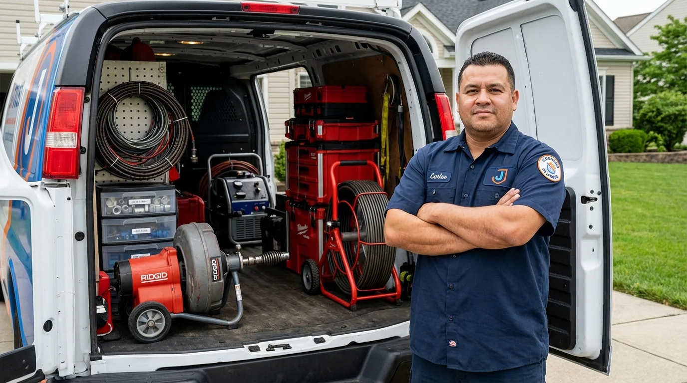 Professional drain cleaning equipment and Johns Plumbing LLC plumber in Red Bay