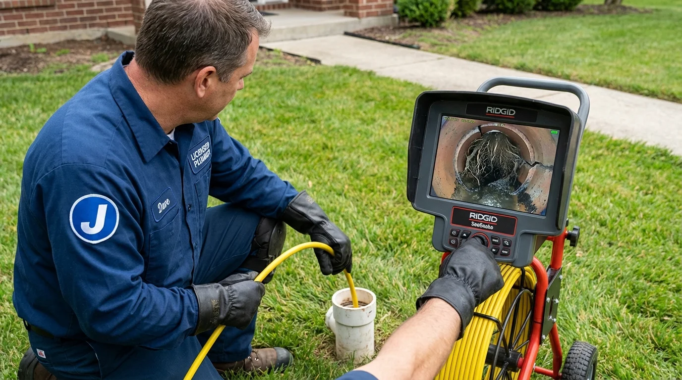 Sewer camera inspection being performed by Johns Plumbing LLC in Red Bay