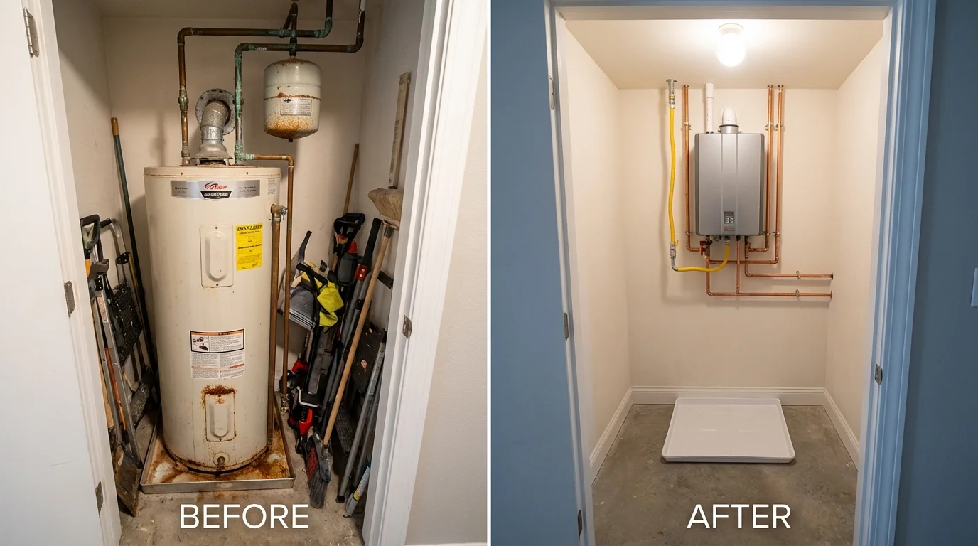 Tank water heater versus wall-mounted tankless unit comparison for Red Bay, AL homeowners